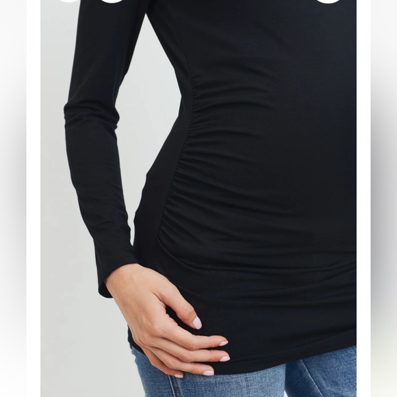 Hello Miz Maternity Round Neck Ruched Long Sleeve Shirt - Medium - Picture 6 of 10